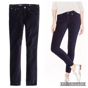 J. Crew Toothpick jean in velvet dot Sz 30 Ankle